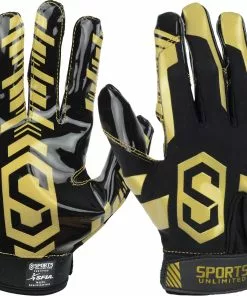 Sports Unlimited Clutch Adult Receiver Football Gloves White/Gold -Deals football Store 1511 fgar blackgold l mainProductImage FullSize