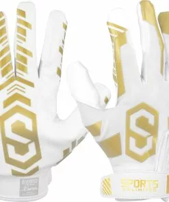 Sports Unlimited Clutch Adult Receiver Football Gloves White/Gold -Deals football Store 1511 fgar whitegold xl mainProductImage FullSize