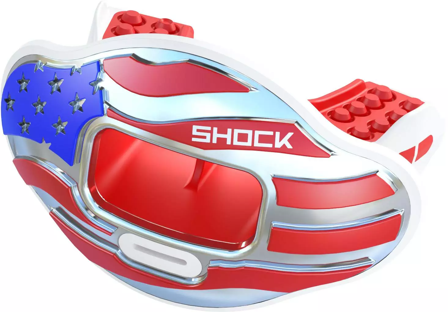 Shock Doctor Max AirFlow 2.0 Chrome Lip Guard Red/White 4 Shock Doctor Max AirFlow 2.0 Chrome Lip Guard Red/White - Image 4