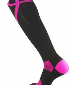 Twin City Breast Cancer Awareness Over-Calf Socks Black/Hot Pink