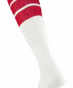 Twin City 22" 3-Stripe Athletic Tube Socks - Size Medium Orange Stripes -Deals football Store 411 tcsp scarletstripes mainProductImage FullSize