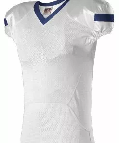 Alleson Youth/Adult Pro Flex Cut Belt Length Custom Football Jersey White/Navy -Deals football Store 429 754 c whitenavy mainProductImage FullSize