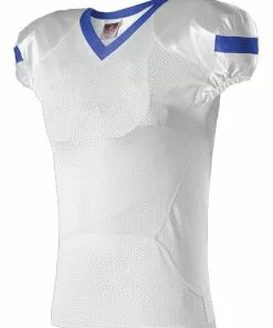 Alleson Youth/Adult Pro Flex Cut Belt Length Custom Football Jersey White/Navy -Deals football Store 429 754 c whiteroyal mainProductImage FullSize