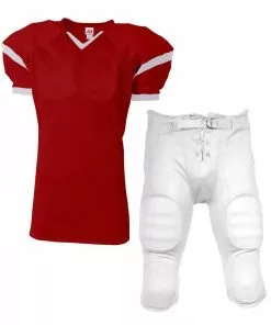 A4 Rollout Youth/Adult Custom Football Uniform with Integrated Football Pants White/Red -Deals football Store 488 n4265 su fpdn redwhite mainProductImage FullSize