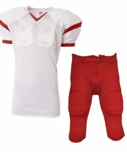 A4 Rollout Youth/Adult Custom Football Uniform with Integrated Football Pants White/Red -Deals football Store 488 n4265 su fpdn whitered mainProductImage FullSize