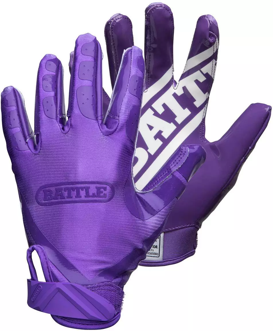 Battle Sports Double Threat Youth Receiver Gloves Purple 2 Battle Sports Double Threat Youth Receiver Gloves Purple - Image 2