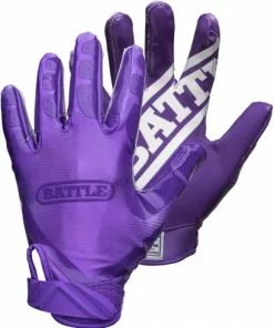 Battle Sports Double Threat Youth Receiver Gloves Purple