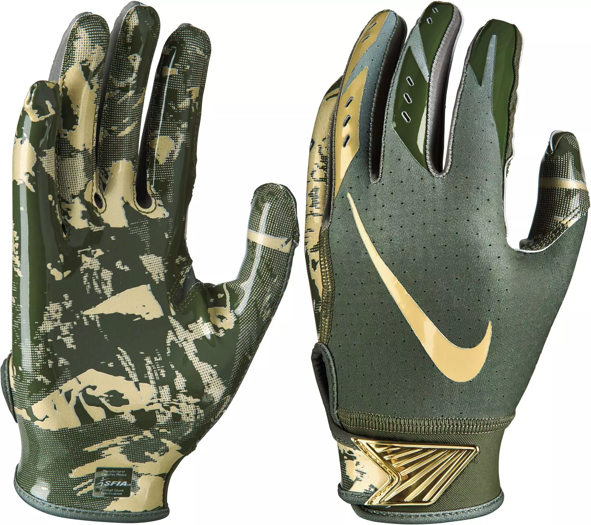 Nike Youth Vapor Jet 5.0 Football Gloves Olive/Olive/Chrome 3 Nike Youth Vapor Jet 5.0 Football Gloves Olive/Olive/Chrome - Image 3