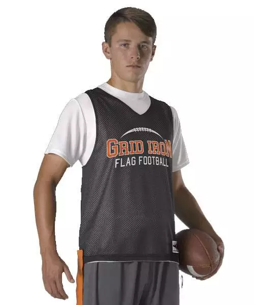 Alleson Swift Adult/Youth Custom Reversible Flag Football Jersey with Flags Pink/Charcoal 2 Alleson Swift Adult/Youth Custom Reversible Flag Football Jersey with Flags Pink/Charcoal - Image 2