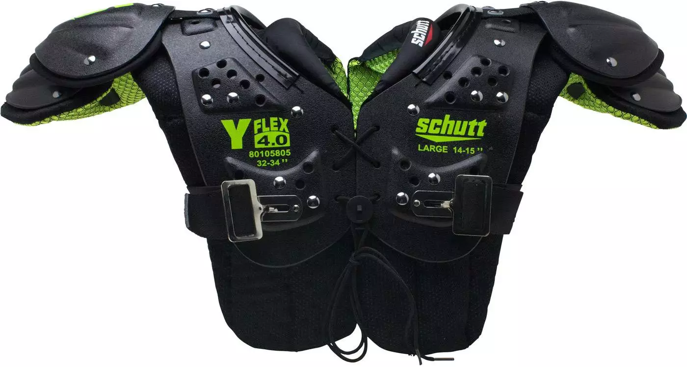 Schutt Y Flex 4.0 All Purpose Youth Football Shoulder Pads Neon Green 2 Schutt Y Flex 4.0 All Purpose Youth Football Shoulder Pads Neon Green - Image 2